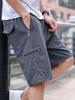 Men's Breathable Cotton Shorts Solid Color Drawstring Waist with Zipper Pockets Casual Summer Wear