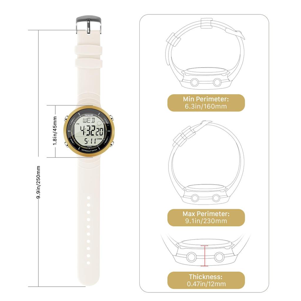 Multifunctional Sports Watch for 10 ATM Water Ideal for Diving and with Dual and or Women, Resistant, Swimming, Surfing, Alarm, Calendar, Stopwatch,