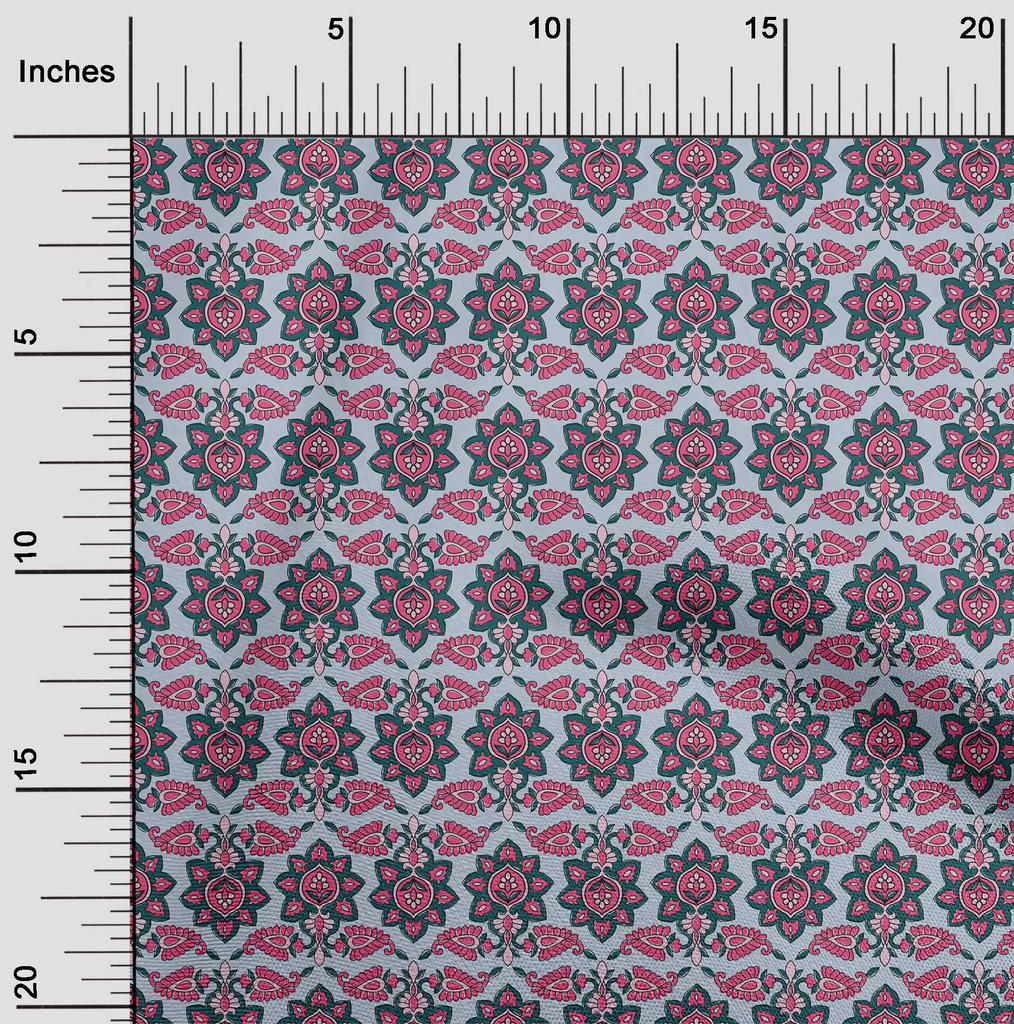 oneOone Cotton Flex Fabric Floral & Paisley Block Print Sewing Fabric BTY 40 Inch