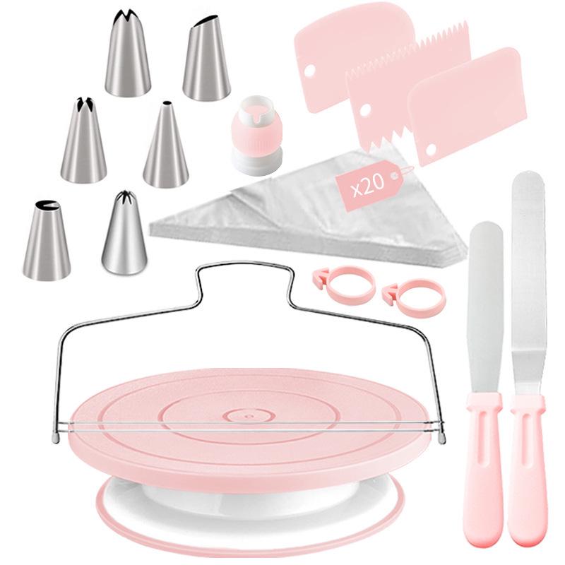 Nordic Baking Set: 137-Piece Home Cake Tools with Piping Bags, Stainless Steel Tips, and Turntable