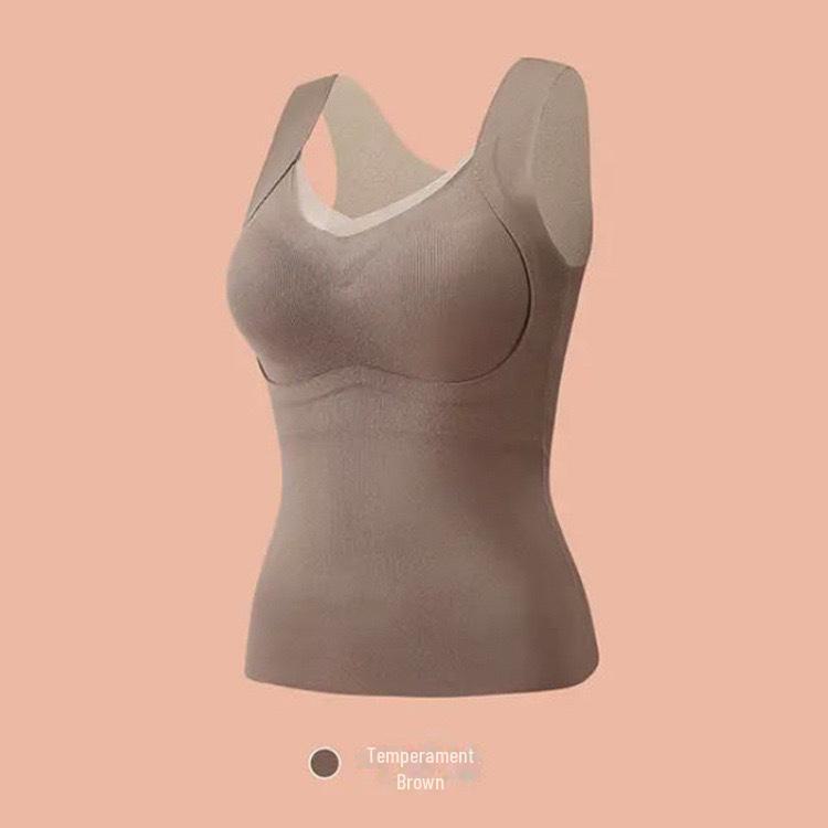 

«Бесшовный терможилет с нагрудными накладками»: Формирующий фигуру, подтягивающий живот, утолщенный и теплый катионный материал. L (50-60 kg)