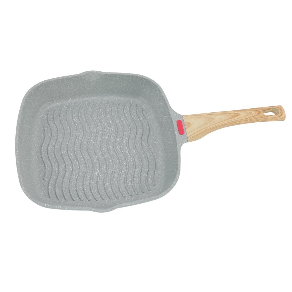 Patelnia Grillowa Stop Aluminium Plastikowy Uchwyt Szybkie Przewodzenie Duża Pojemność Patelnia Grillowa do Bekonu