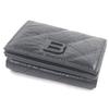 Excellent BALENCIAGA Tri-fold wallet Crush B logo Metal black leather  Used