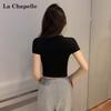 La Chapelle Women's V-Neck Crop Top T-Shirt