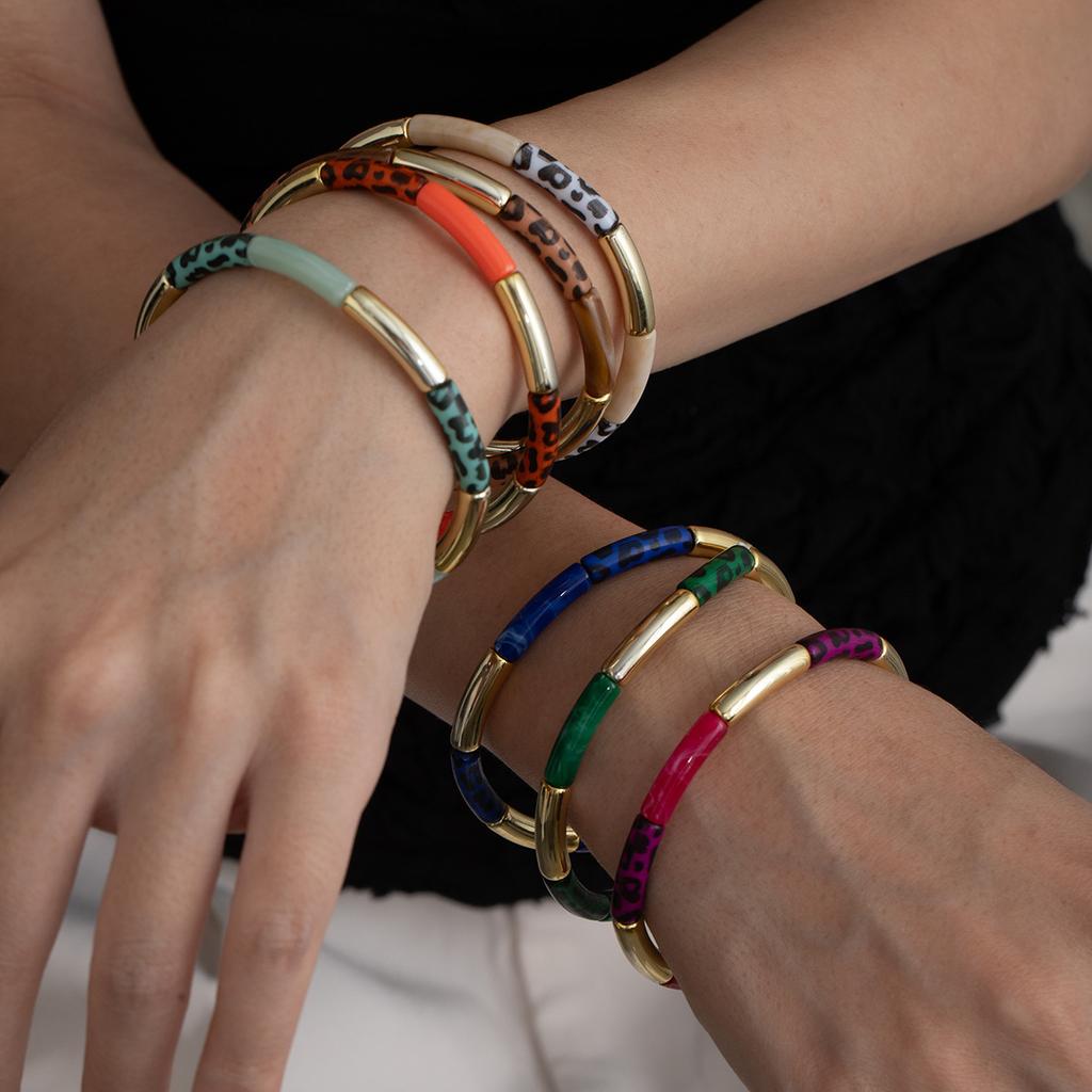 Módní leopardí potisk Personalizovaný bambusový náramek Vysoká kvalita kovový styl Módní náramek Retro vynikající náramek