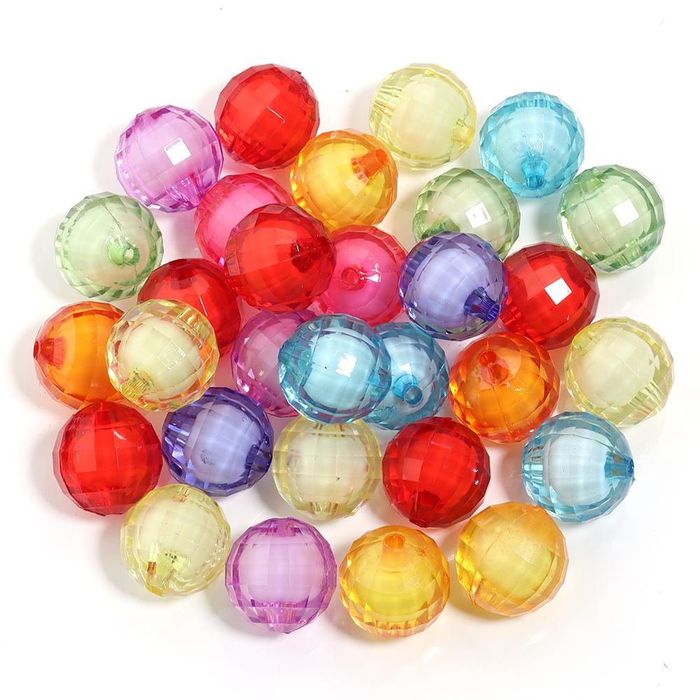 20-100pcs 8/10/12/14/16/18/20mm Faceted Acrylic Beads Mixed Color Round Loose Beads For Jewelry Making DIY Bracelets Necklace