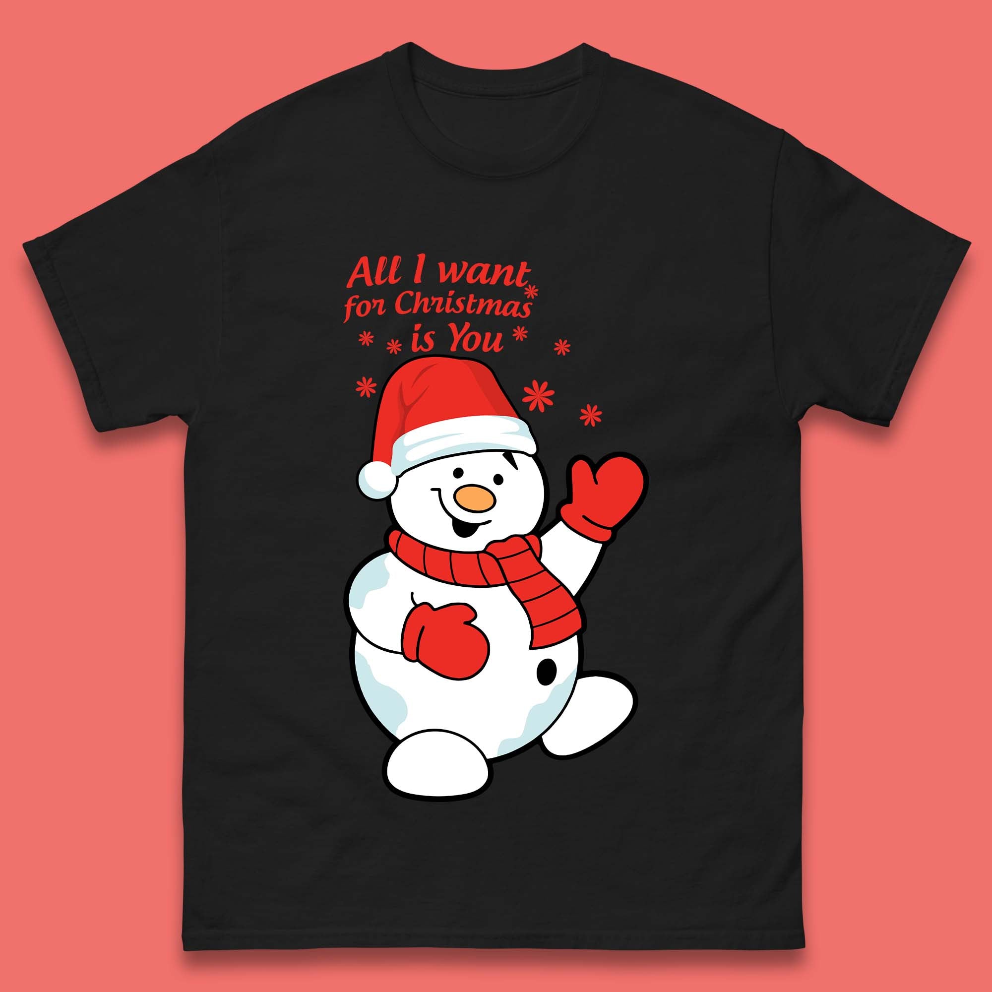 Snowman Christmas Mens T-Shirt Womens Tops Tees L