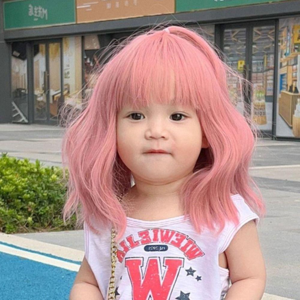 Roztomilá krátká paruka boba pro děti Kudrnatá pokrývka hlavy pro děti Vlasové doplňky Dětský tupé Dívky