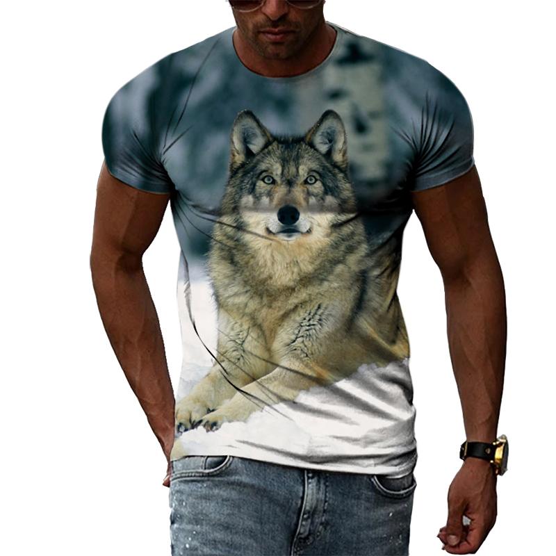 Casual Men's Animal Print T-shirt Hip-hop Elements Street Trend Round Neck Dress Personality Fashion New Summer Short Sleeve Top