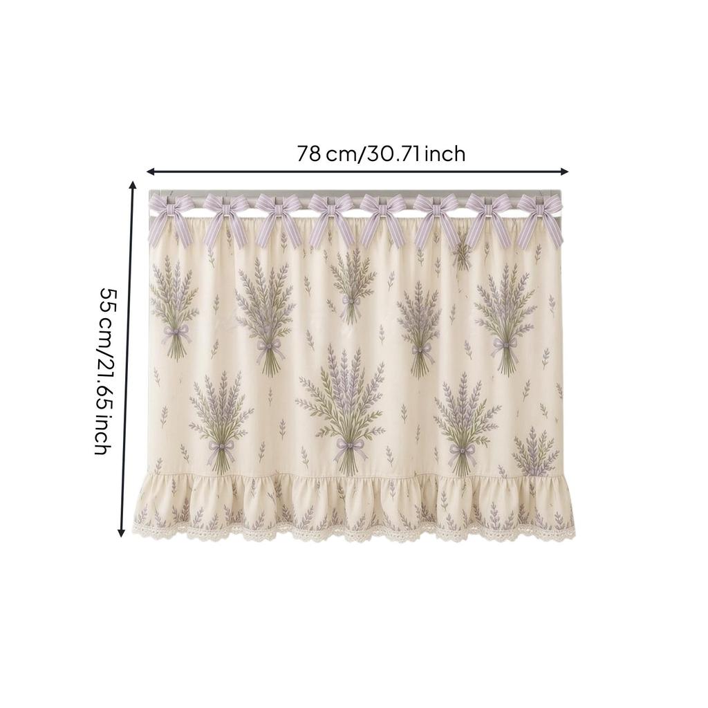 Rustic Oven Curtain with Ties Decorative Farmhouse Cover