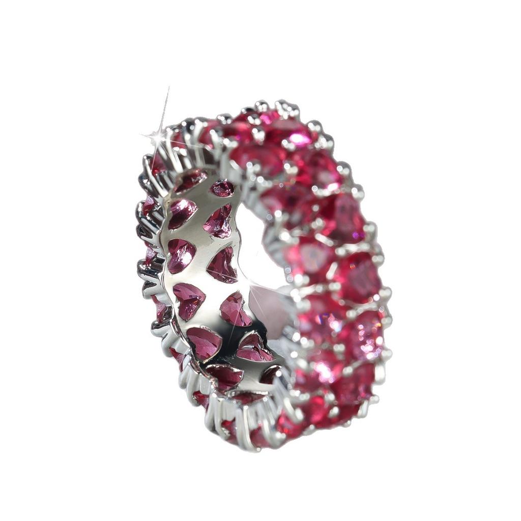 New Arrival Big Bling Red Zircon Stone Rings for Women Fashion Wedding Engagement Ring Hip Hop Jewelry Gift