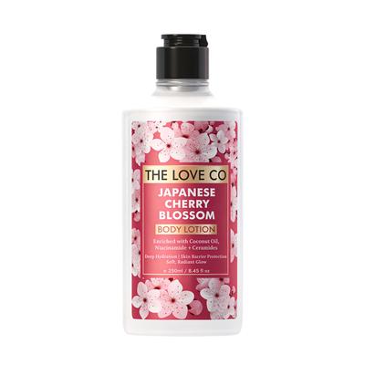 THE LOVE CO. Japanische Kirschblüten-Parfüm Körperlotion 250 ml | Mit Niacinamid, Kakaobutter & Sheabutter für tiefe Feuchtigkeitspflege | Leicht, Nicht klebrig
