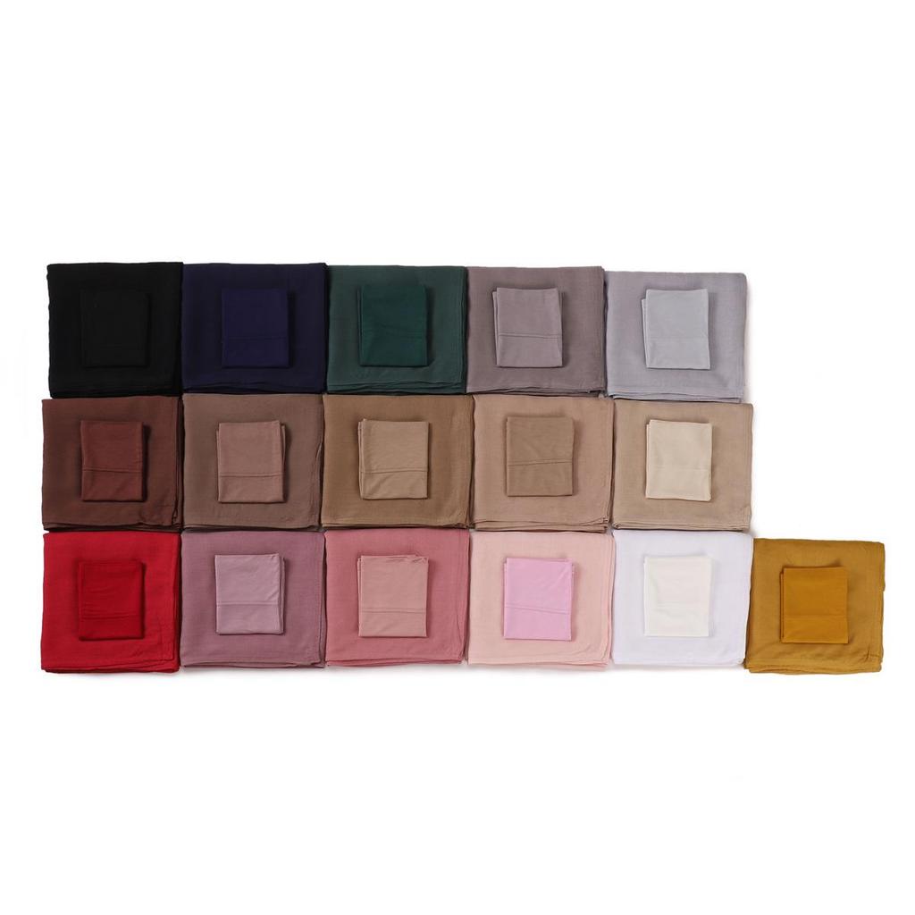 Ensemble Écharpe et Bonnet en Rayonne-Coton: Grand Écharpe + Chapeau Tube à Bord Large Assorti