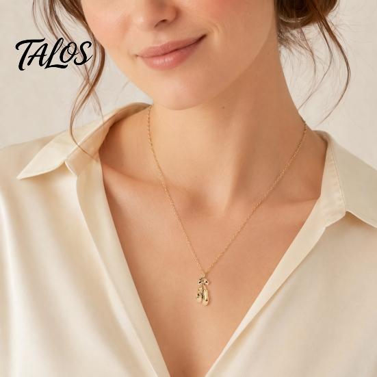 Lightweight Charm Necklace Ballet Shoes Necklace, Elegant Ballerina Pendant Dainty Comfortable Everyday Dancer Stylish Jewelry for Women Girls