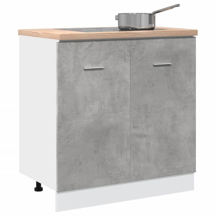 VidaXL Meuble bas Lyon, Gris Béton, 80x46x81,5 cm, Bois d’ingénierie, Idéal pour cuisine et salle de bain, Armoire 856076