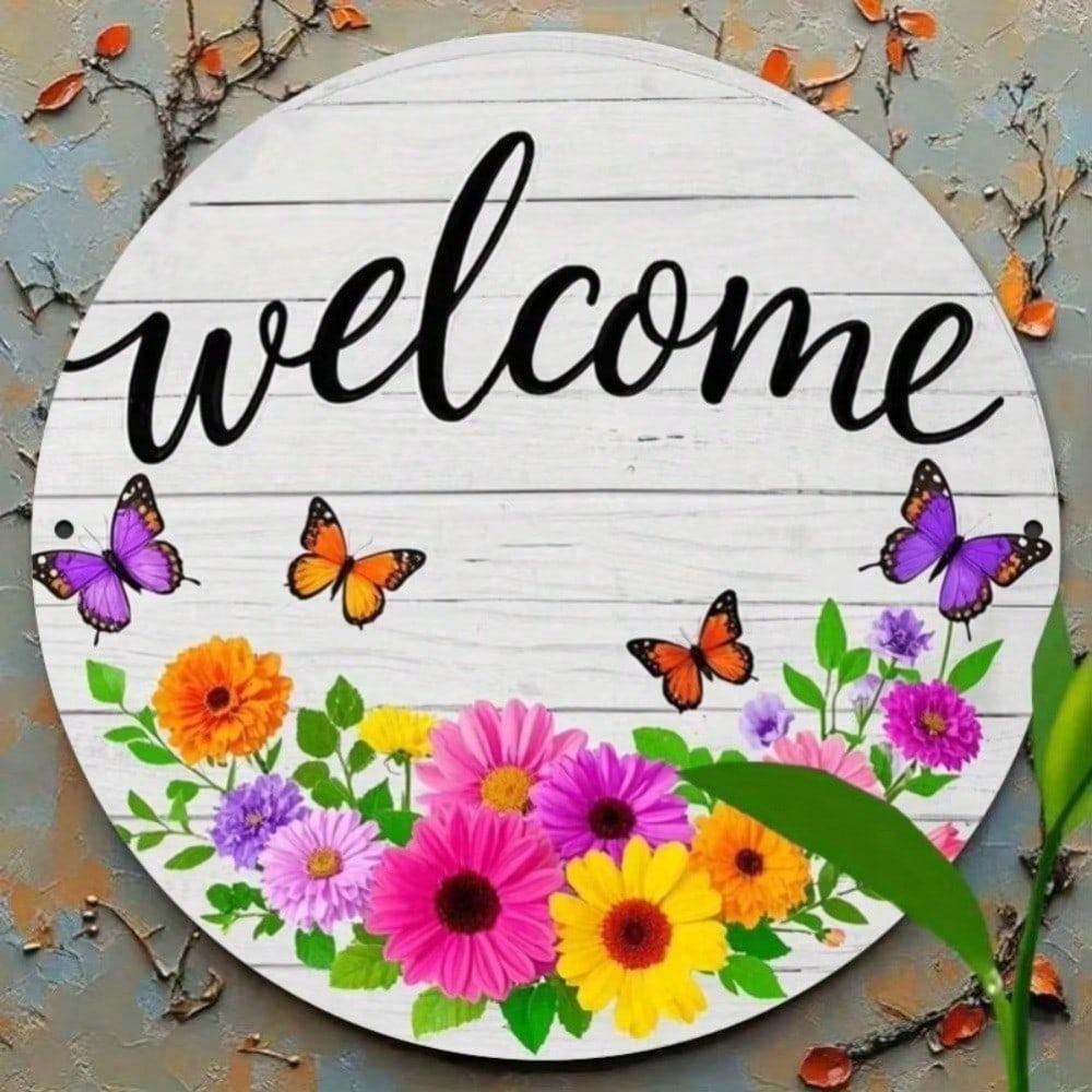 Vintage Metal Butterfly Wall Art 2D Farmhouse Door Hanging Sign Porch Window Decor Indoor Outdoor Tin Painting