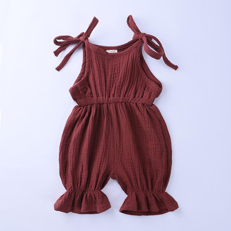 Summer Baby Girl Jumpsuits Solid Cotton Linen Newborn Clothes Infant Sleeveless Bodysuit Soft Toddler Kid Overalls Romper