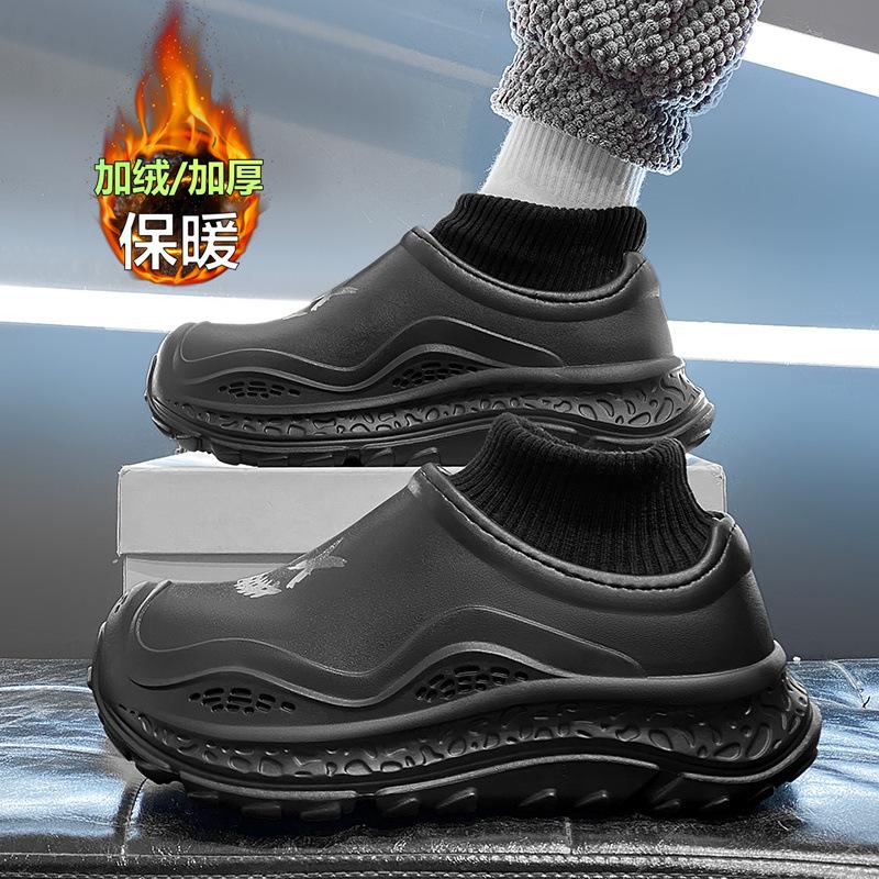 Baotou cotton slippers winter velvet warm bag and cotton shoes fur integrated waterproof and non-slip thick-soled slippers