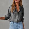 Women Denim Shirts Solid Color Turn Down Collar Long Sleeve Jean Blouses Single Breasted Loose Casual Tops Streetwear