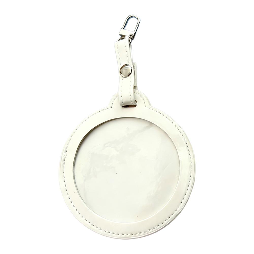 Premium PU Badge Holder 75mm Collector Case with Clear Window And Metal Clasp for Anime Character Pins Keychain Lanyard Display
