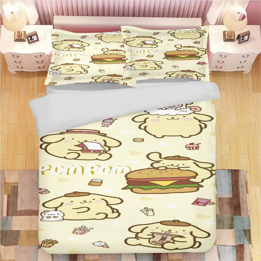 MINISO Pompompurin Dog Quilt Cover Children Cartoon Duvet Animation Printed Comforter Polyester Bedding Twin Size Gift