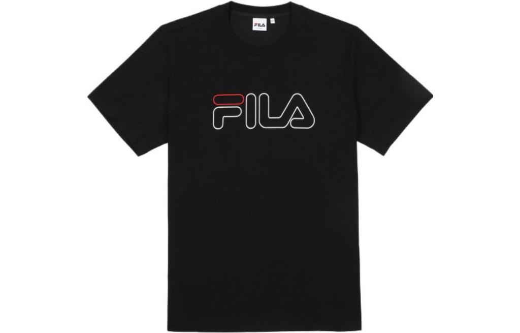 Men's FILA T-Shirts Men's Black Crew Neck Moderate Straight Fit