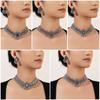 Fashion Niche Retro Feng Shui Drop Gem Earrings Nepal Diamond Bead Necklace Set Jewelry