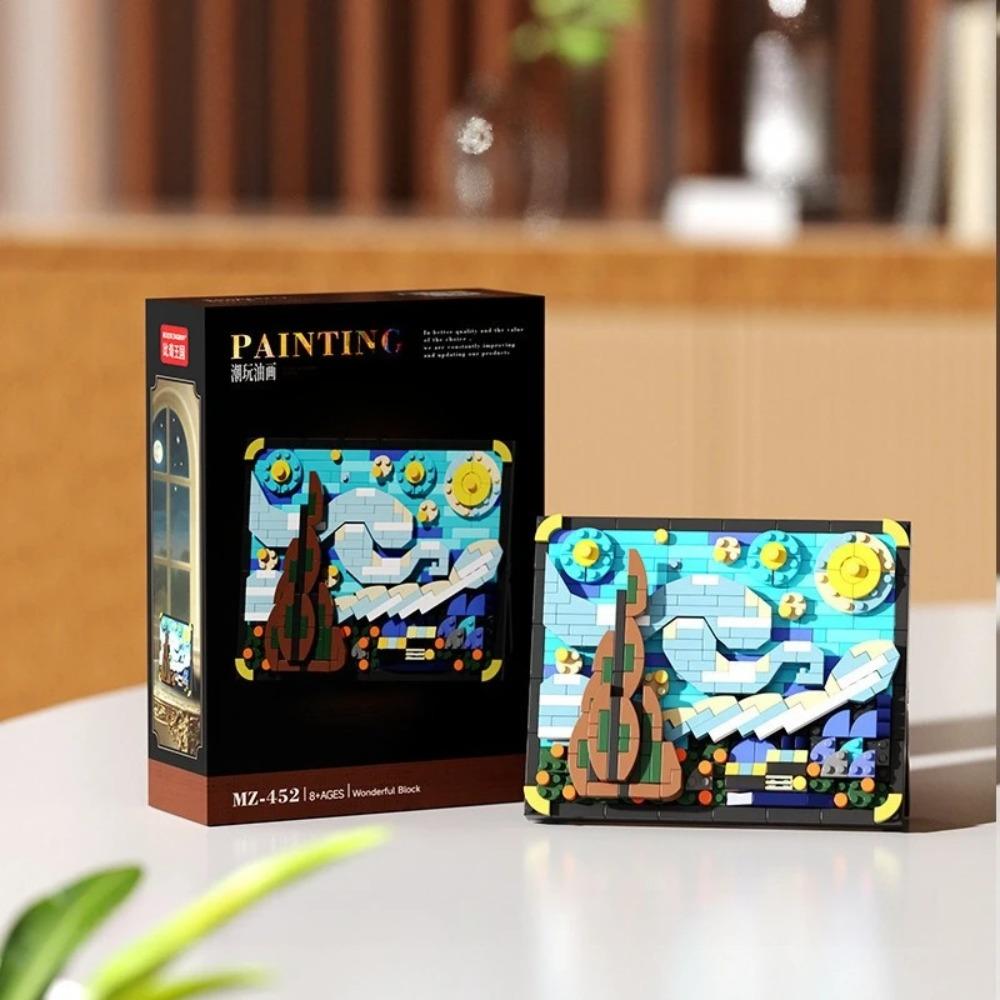 Hot-selling World-famous Painting Assembly Building Blocks Creative Pixel Oil Painting Frame Sunflower Building Block Decoration