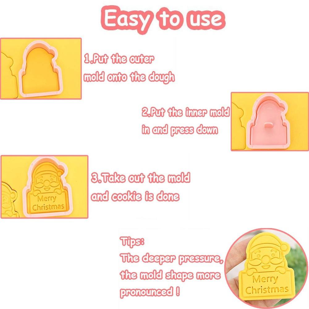 8 Pcs/set Cookie Cutters Plastic 3D Cute Cartoon Pressable Biscuit Mold Fondant Cookie Stamp Kitchen Baking Pastry Bakeware