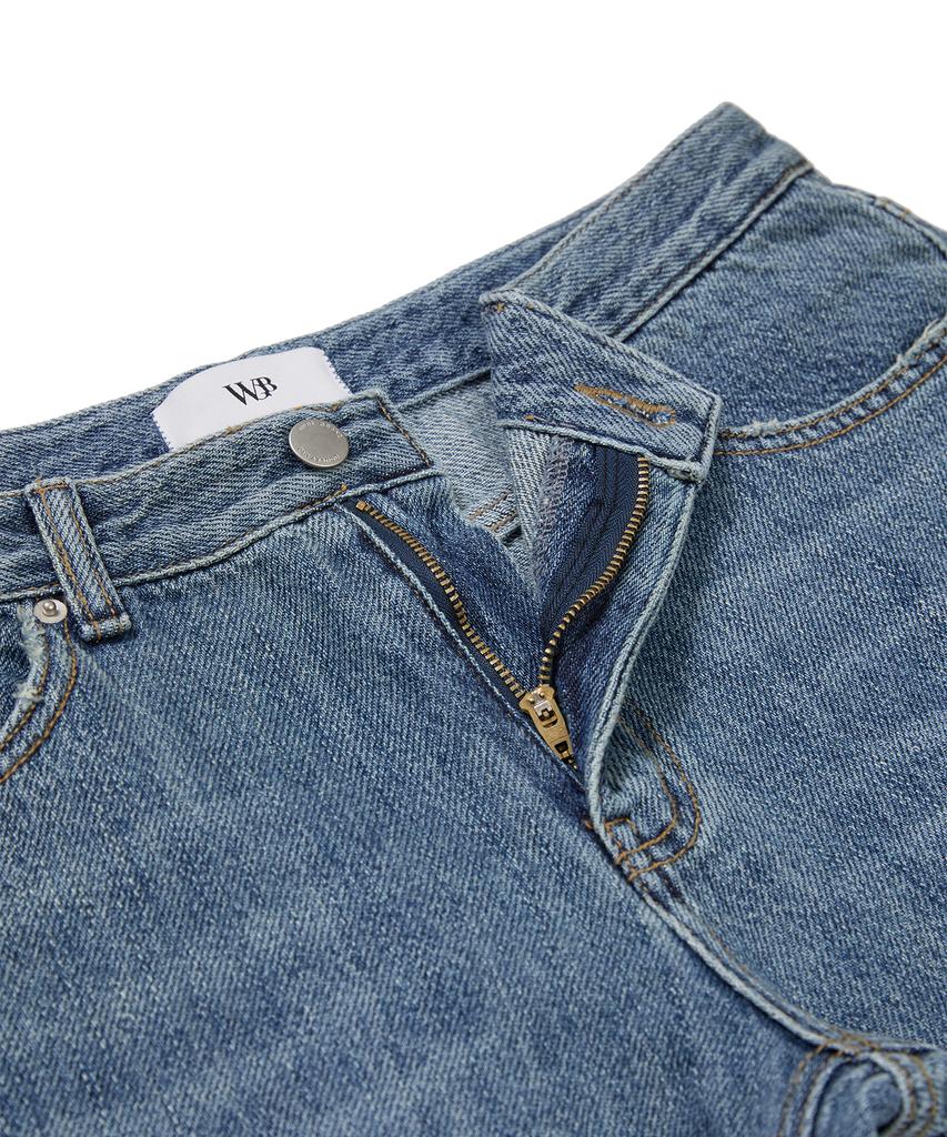 WEST GRAND BOULEVARD Venice Slim Crop Washed Denim Pants Blue