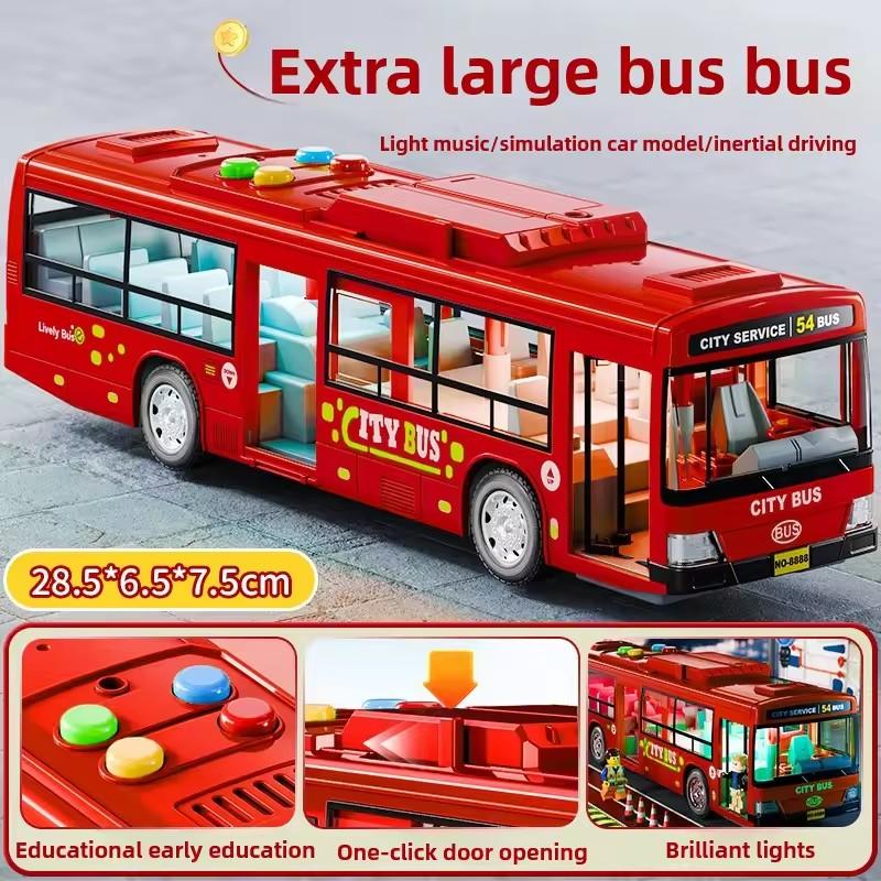 Kinderspielzeug Simulationsbus Große Größe Stoßfest Lichtmusik Trägheitsbusmodell Rückziehauto Lernspielzeug Geschenke