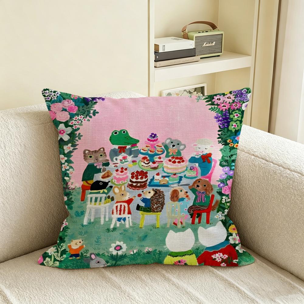 Y-Yumi Kitagishi Cushion Cover Natural Linen Pillowcase Set, All-In-One Decor For Sofa, Bedroom & Chair