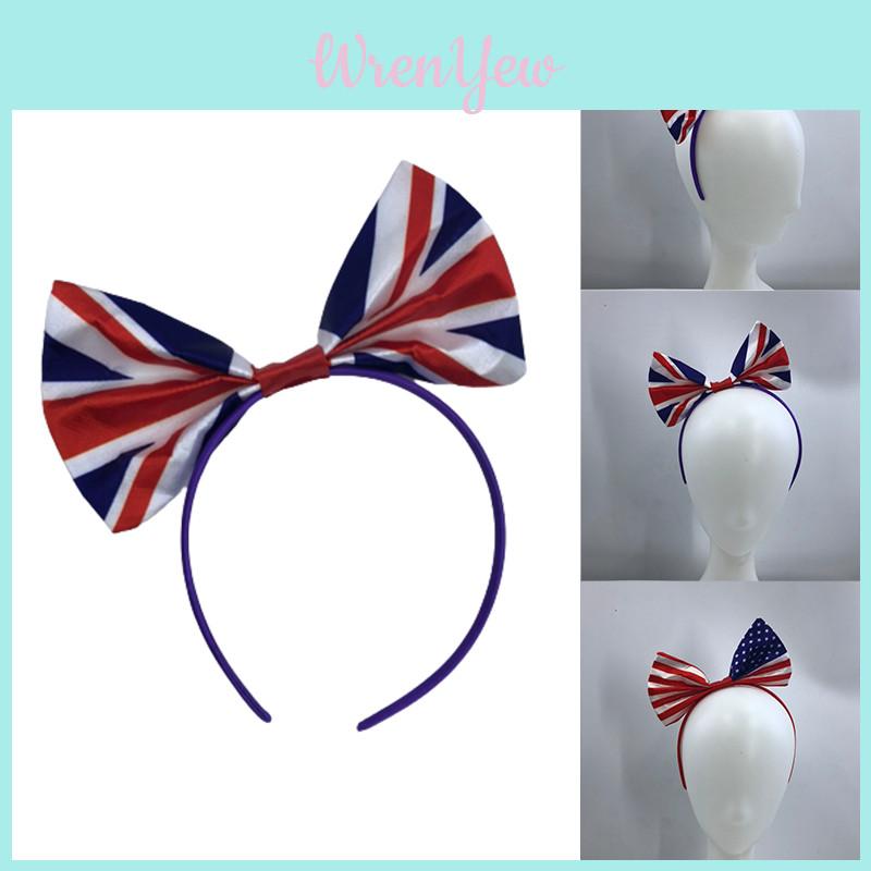 USA/England Fan Schleife Kopfschmuck Fußballclub Anhänger Karomuster Unisex Accessoire