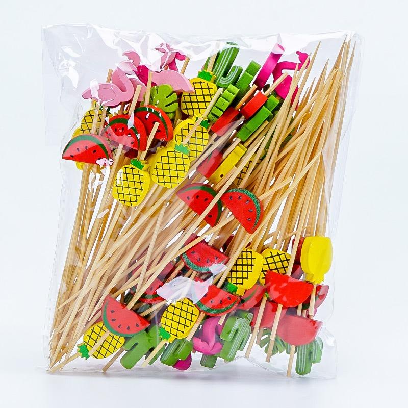 100Pcs Bamboo Disposable Forks Toothpick Decoration Cocktail Picks Fruit Forks Buffet Food Picks for Party Decor SGC003