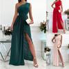 Wish Summer Sleeveless Slant Shoulder Hollow Temperament Split Dress Women