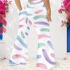 Women Plus Size High Waist Geometric Printed Full Length Flared Pants