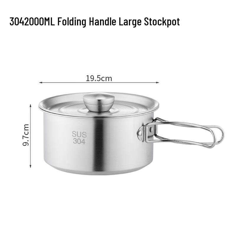 OEING Outdoor Stainless Steel Camping Pot 2000ML