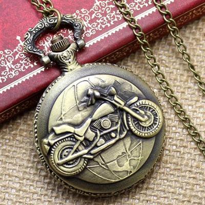 Motorrad Muster Taschenanhänger Herren Uhr Halskette Damen Geschenk