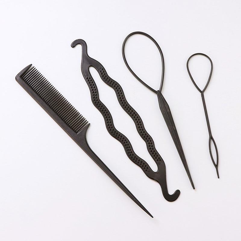 

4 шт./компл., пластиковая расческа, заколки для волос, заколки для волос, устройство для плетения волос, инструменты для укладки волос «сделай сам», аксессуары для причесок, 6 цветов 4pcs чёрный