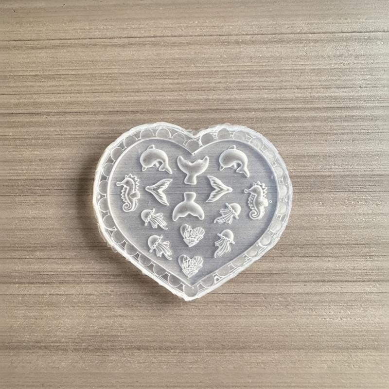 3D Heart Shaped Clear Silicone Nail Art Mold With Multiple Patterns For Diy Nail Decoration Making Tools