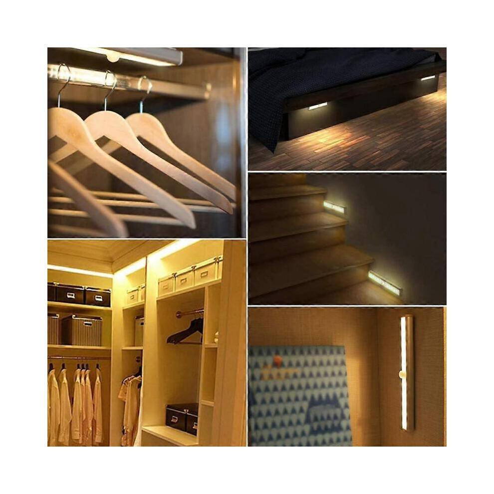 Set of 3 LED Motion Sensor Lights Indoor Wardrobe Light 10 LEDs Wireless Spotlight, LED Closet Lamp Battery Powered LED Lighting with Magnetic Strip