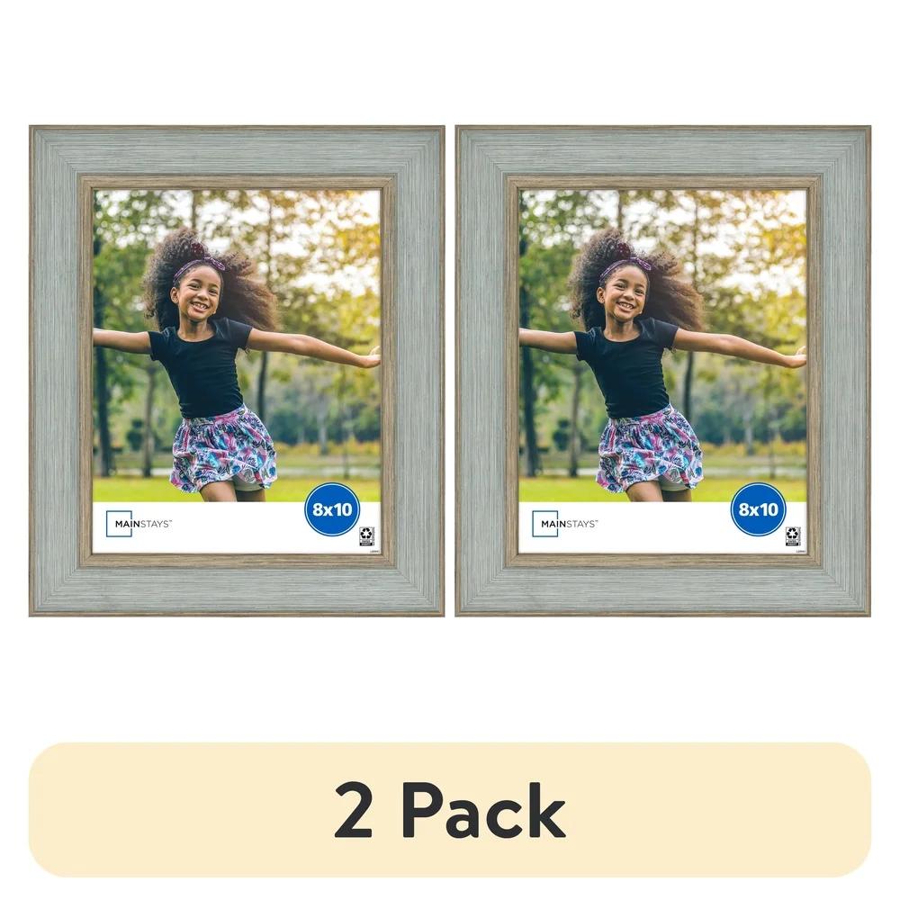 2 Pack 8x10 Decorative Tabletop Picture Frame Durable Plastic Glass Front Multi-Directional Easel Wall Hangers Home Gallery