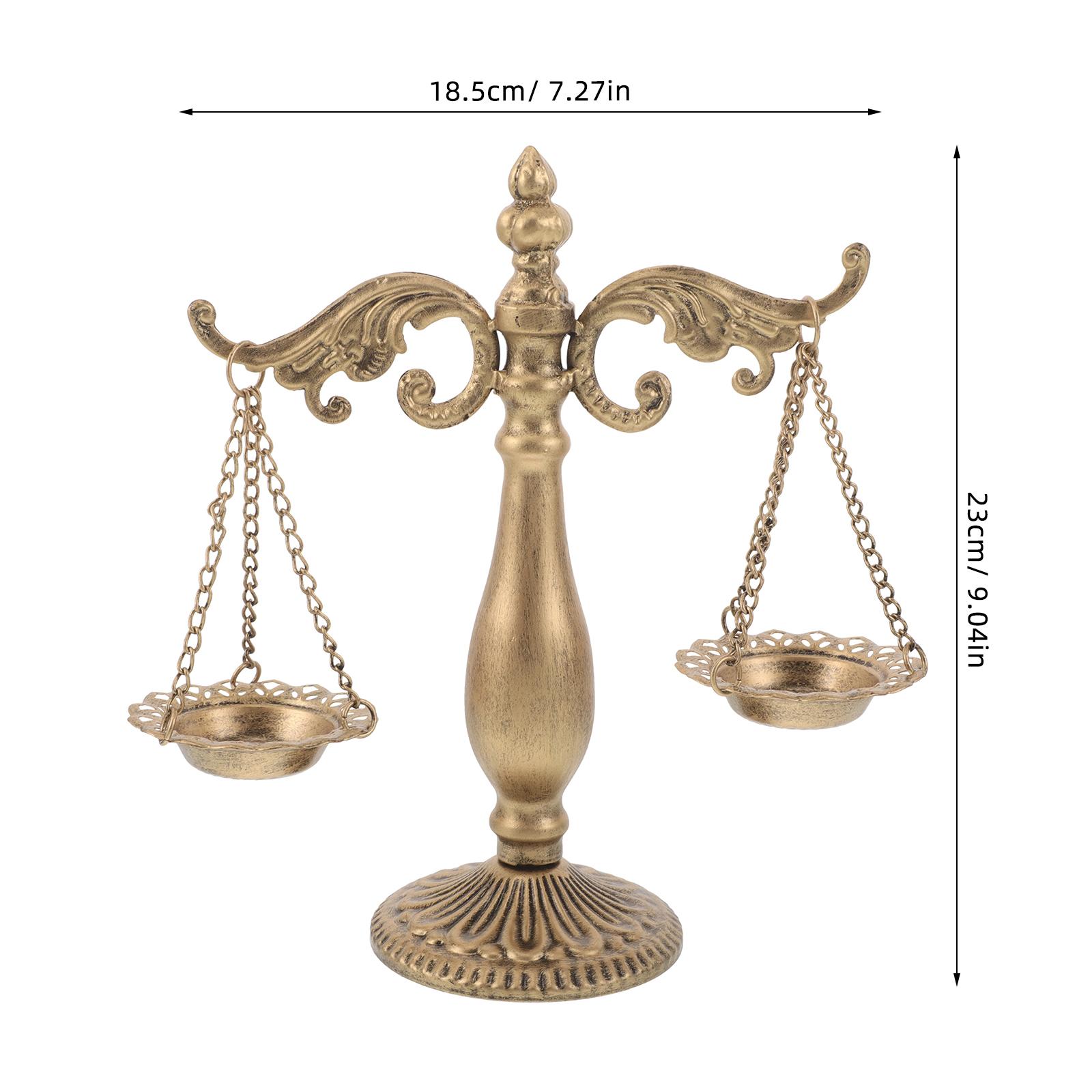 

Balance Scale Libra Decor Vintage Metal Libra Jewelry Display Retro Iron Balance Justice Scale Sculpture Ornament For Office зелёный