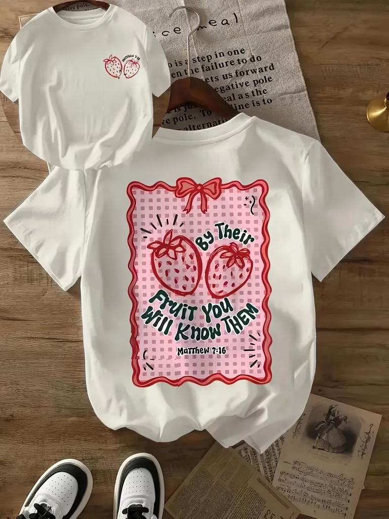 Carini Estetica Y2k Amante del Matcha Top Stampa Posteriore Fragola Matcha T-shirt Larghi Streetwear Grafiche T-shirt Moda Donna Abbigliamento
