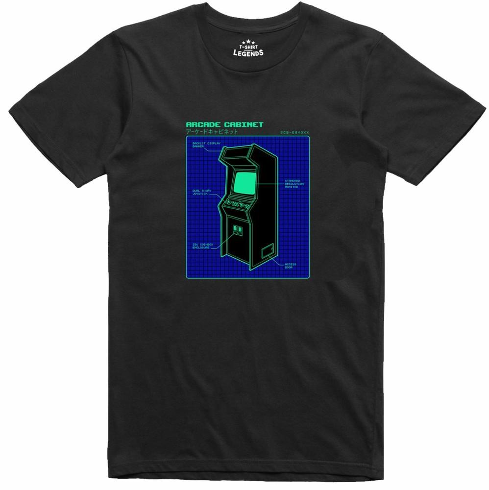 Arcade Cabinet Mens T Shirt Instruction Design 70's 80's 90's Retro Gamer Tee