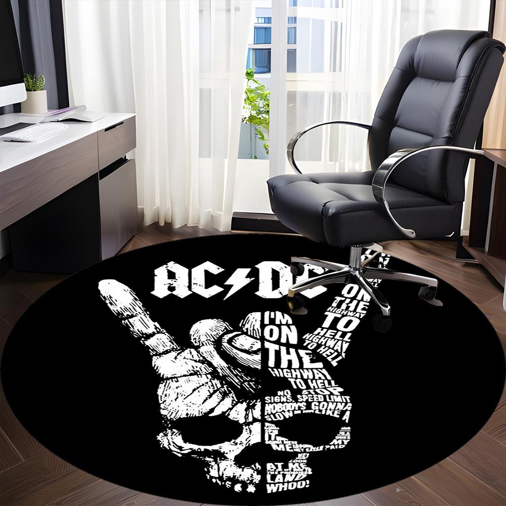 1pc AC/DC Highway to Hell Office Round Area Rug, Under Office Chairs Bedroom Living Room Home Decor  a1022318