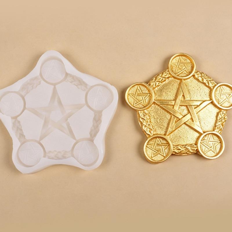 Handmade Candle Shaping Mould Five Cavity Star Pattern Candle Making Mould with Textured Border and Clear Lines for Handmade Candle Soap