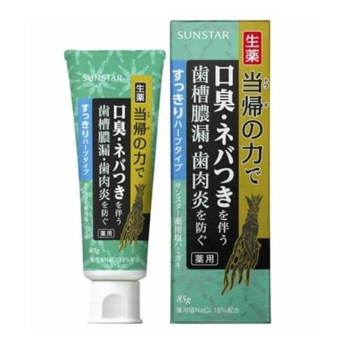 Sunstar Herbal Angelica Power, Refreshing Herb Type, Fresh Herb Mint Flavor, 85g Toothpaste for Bad Breath, Stickiness, Pyorrhea, and Gingivitis