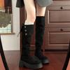 Two wear folded high knee-length boots women's thick-soled autumn and winter new thin medium tube high tube stacked knight boots