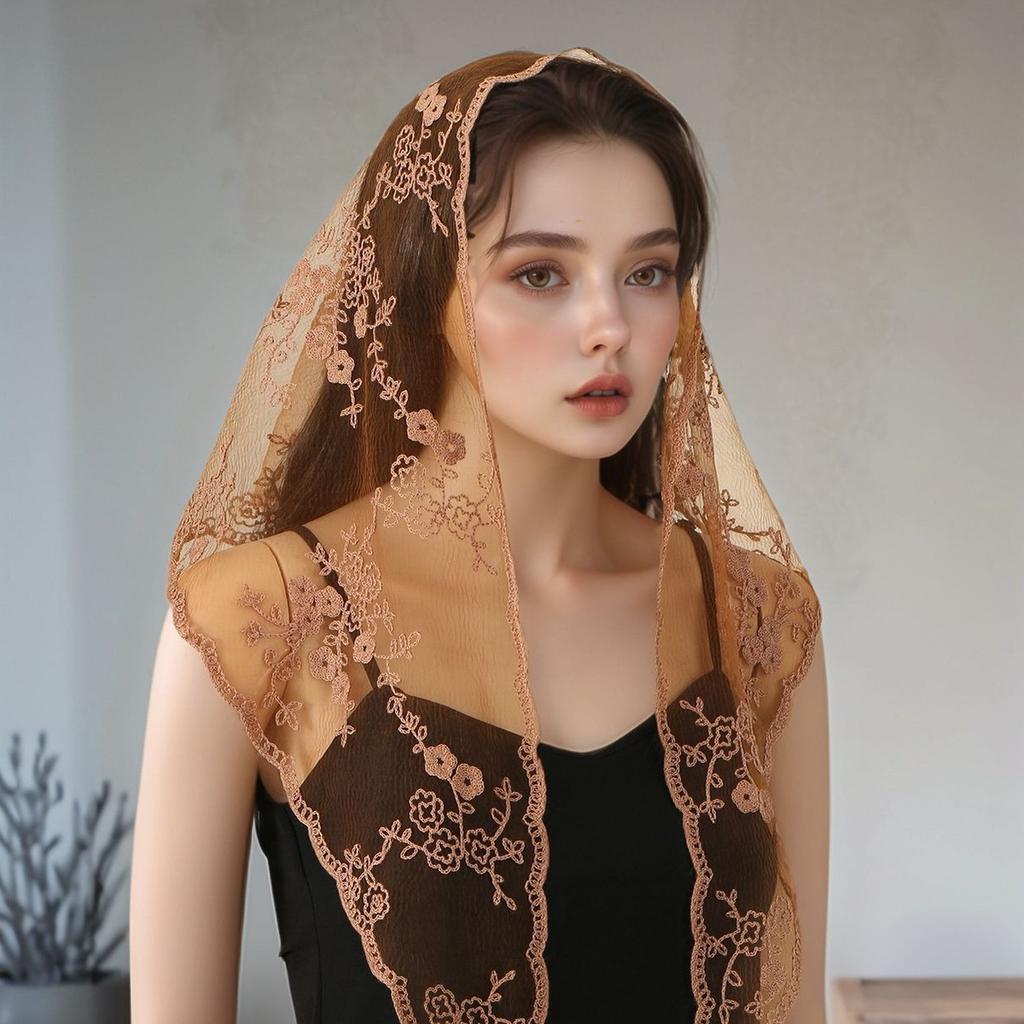 Hollow Out Lace Scarf Embroidery Solid Color Foulard Bandana Vintage Triangular Scarf for Women